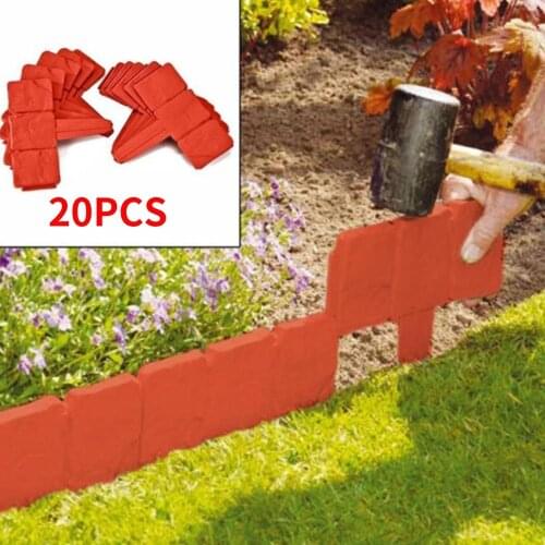 Decorative Patchwork Fence Garden Edging Cobbled Insert Plastic Lawn DIY Guardrail Plant Border Enclosure 20pcs For Outdoor Yard