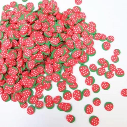 20g/lot 5mm Strawberry Fruit Polymer Clay Plastic Klei Mud Particles For Card Making Tiny Cute DIY Crafts