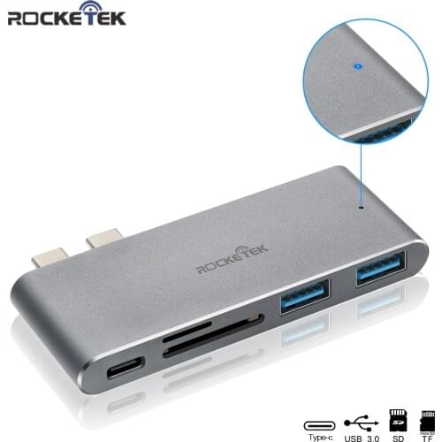Rocketek multi usb type c 3.0 hub port adapter Power Interface splitter SD/TF Card Reader for MacBook pro pc laptop accessories