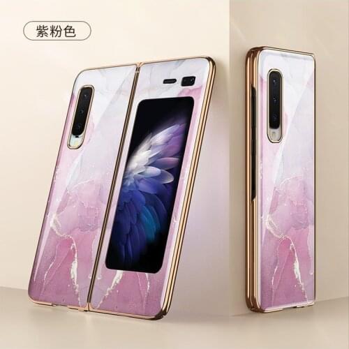 Luxury Marble Tempered Glass Case For Samsung Galaxy Fold 5G Plating Frame Hard Cover For Samsung Galaxy Z Fold 2 5G Zflip Cases