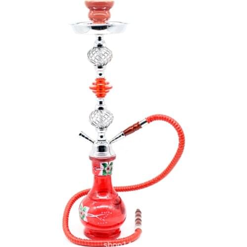 1Pcs Glass Hookah With Ceramic Bowl Hose Charcoal Tongs Smoke Narghile Hookahs Set Arab Shisha Herb Cigarette Smoking Accessorie