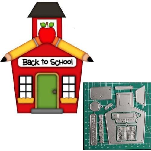 Back To School House Christmas Cutting Dies Stencil Emboss For Handmade Greeting Cards