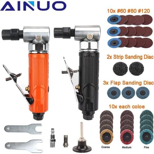1/4 inch Air Angle Die Grinder 90 Degree Pneumatic Grinding Machine Cut Off Polisher Mill Engraving Tool Set 20000RPM