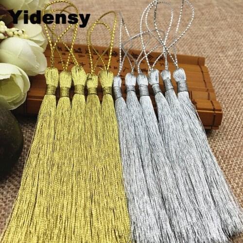 Yidensy 30pcs Long Silk Tassels with Rope Gold Silver Color for Keychain Necklace Bracelet DIY Jewelry Making Findings Material