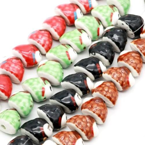 10pcs 21*14mm Colorful personality retro spot small ceramic beads For Handmade Diy Jewelry Making Supplies Wholsale Sheep shape