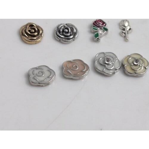 8 Styles Different Flower Designs Alloy Floating Charm for Floating Memory Living Locket 10pcs/lot Dropshipping