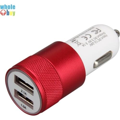 100pcs/lot 5V/2.1A Universal Dual USB Car Charger/halo Car Charger for iPhone 4S 5S 5C 5G Samsung S3 S4 HTC