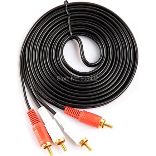 200pcs/lot DHL Shipping 10ft AV Cable 2 male RCA to 2 male RCA Dual Stereo AV Cable Audio Video Cable Cord High Quality