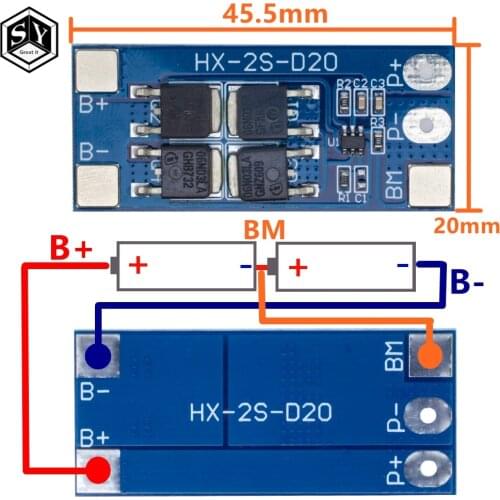 Great IT 2S 7.4V 18650 lithium battery protection board 8.4 V battery protection board 13A working current 20A current-limiting