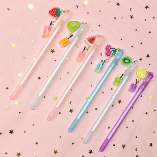 36 pcs/lot Creative Fruit Pendant Gel Pen Cute 0.5 mm Black ink signature Pens Promotional Gift Stationery School Supplies