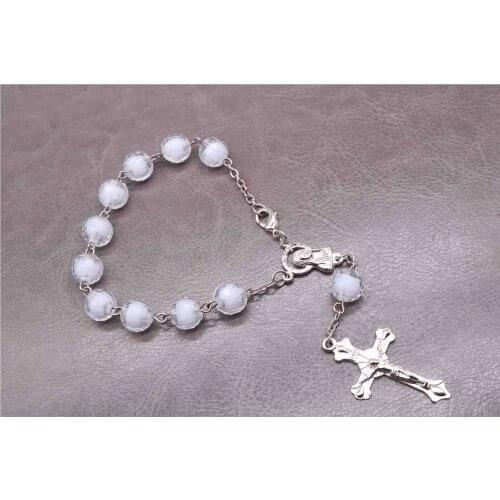 48 pieces / 1cm ladies accessories bracelet plastic white beads beads cross pendant bracelet jewelry gift