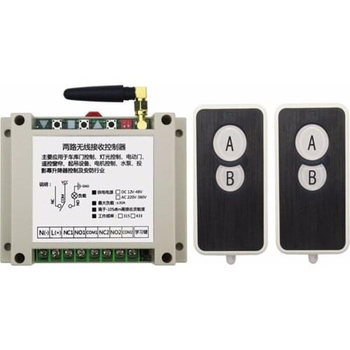 AC220V 250V 380V 30A 2CH RF Wireless Remote Control Switch System 2 transmitter and 1 receiver universal gate remote control