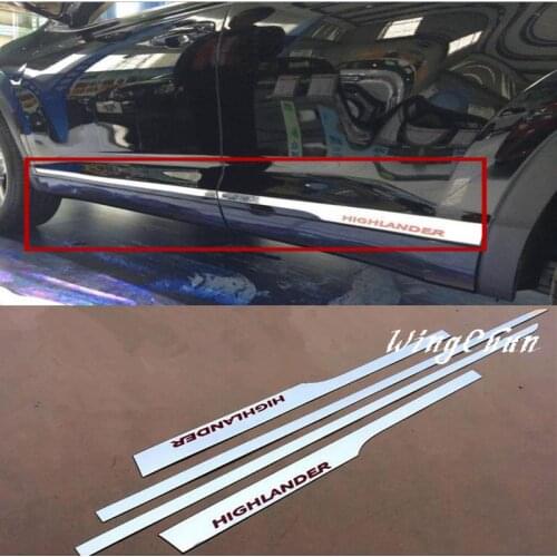 ACCESSORIES FIT FOR 2015 TOYOTA HIGHLANDER CHROME DOOR SIDE LINE GARNISH BODY MOLDING TRIM COVER PROTECTOR STYLING 4pcs/set