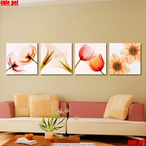 DIY full square diamond painting Still life lily tulip flower mosaic 5D rhinestone embroidery cross stitch full display home art
