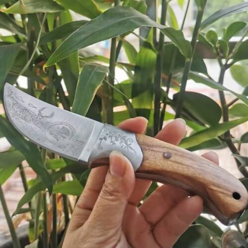 Free shipping New fixed blade sharp edges camping hunting tactical survival knife with Copper+wood handle Outdoor tool knife