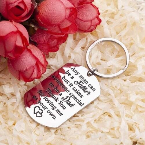 Step Fathers Day Gift Keychain for Dad from Daughter Son Any Man can be a Father Keyring Birthday Wedding Gifts for Stepdad Men