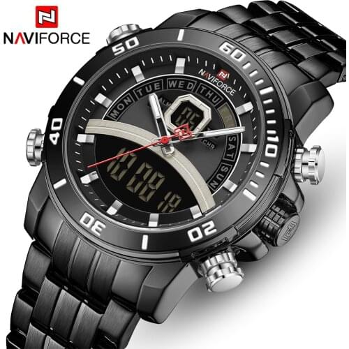 2020 New NAVIFORCE Men Watch Top Brand Luxury Fashion Stainless Steel Dual Display Mens Waterproof Watches Relogio Masculino