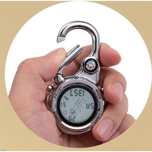 Digital Carabiner Watch Anti-oxidation Anti-vibration Anti-scratch Backpack Belt Pocket Clip Outdoor Sports multi-function Watch