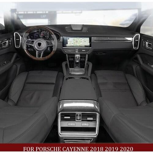 For 2018 2019 2020 2021 Porsche Cayenne Carbon Fiber Color Car Gear Shift Knob Cover Trim Decoration Cover Navigation ABS Chrome