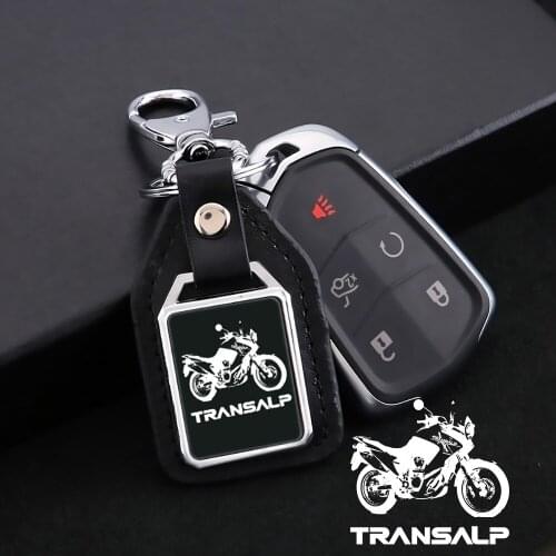 For Honda TRANSALP 600 650 700 xlv650 motorcycle Accessories metal leather keychain keyring mirror custom engraved logo