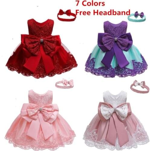 Baby Girl Flower Lace Embroidery Birthday Tutu Dress Wedding Dresses Toddler 1st Girls Baptism Vestido Newborn Christening Gown