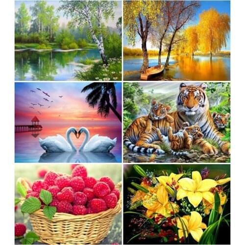 EverShine Diamond Embroidery Sale Diamond Mosaic Flowers Diamond Painting With Square Rhinestones Landscape Bead Picture Kits