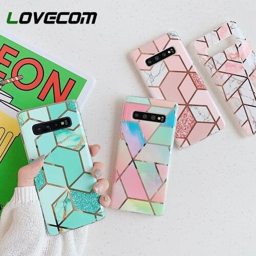 LOVECOM Geometric Marble Phone Case For Samsung Galaxy S21 Note 20 10 A51 A71 A50 S20 S9 S10 Plus Electroplated Soft Back Cover