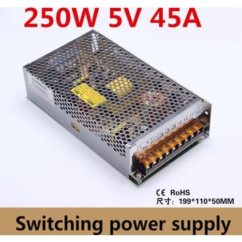 S-250-5) 250W switching power supply 5V 45A LED power supply SMPS AC90-240V/5V modules/Transformer Led Strip & Led billboard
