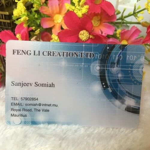 Customized business cards custom frost transparent plastic business card printing stronger and waterproof name/visit card