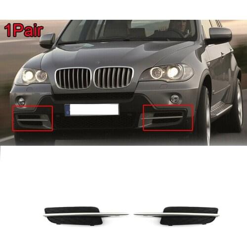 JanDeNing 2pcs ABS Front Lower Bumper Fog Light Grill Cover Grille Trim For BMW X5 E70 2007-2009