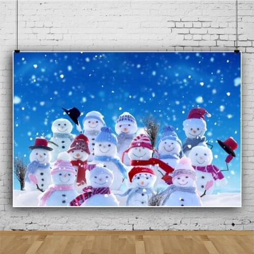 Beautiful Snow Scene Christmas Snowman Backdrop Festival Kids Room Decoration Photography Studio Photo Custom Vinyl Background