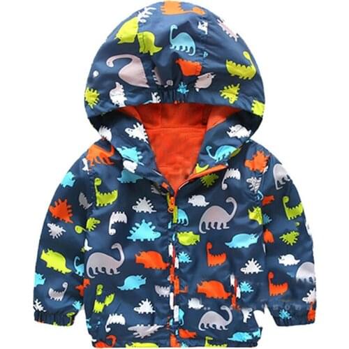Boy Aminals Jackets Kids Autumn Clothes Baby Boys Coats Children Dinosaur Print Hooded Jacket Toddler Spring Outerwear Clothing