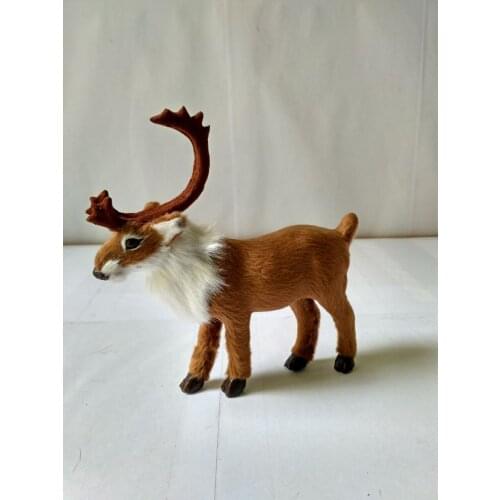 Small cute simulation reindeer model polyethylene & furs brown elk doll gift about 15x14cm 1535