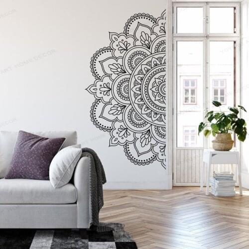 Mandala Wall vinyl Sticker Half Mandala Wall Decal Large Mandala Wall decor home decor art muralHJ1023