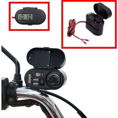 Multifunctional Waterproof Motorcycle Dual USD Charger Quick Charge QC 3.0A With Clock Digital Display Voltage Power Off Switch