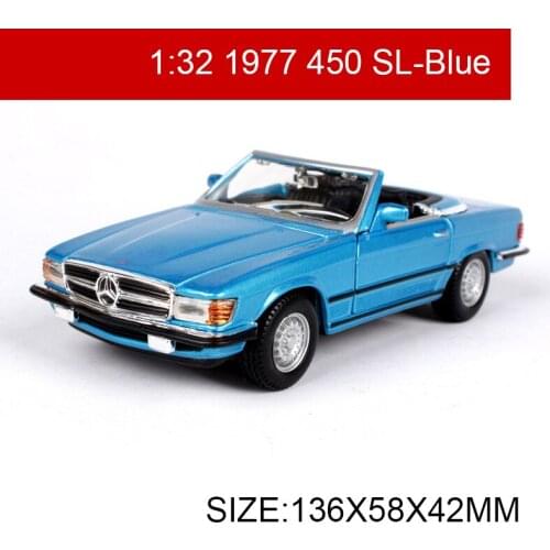 Bburago 1:32 Model Car 1977 450SL R107 Roadster Classic Cars Vehicle Play Collectible Models Sport Cars toys For Gift Collection
