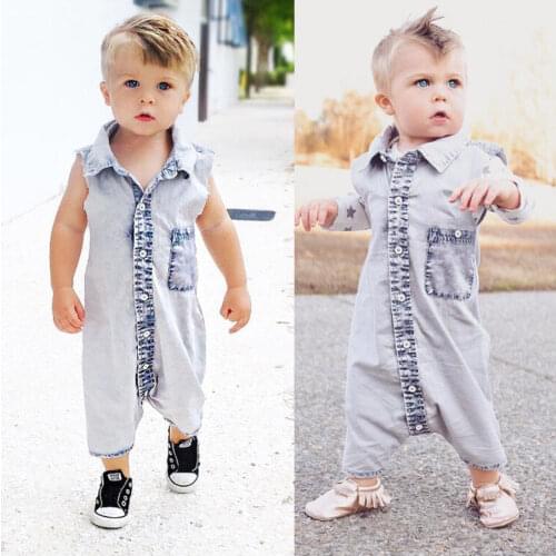 Pudcoco Boy Clothes Fashion AU Stock Denim Kid Baby Vest Romper Infant Boy Jumpsuit Clothes Outfits