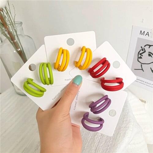Fashion C ring earrings Korea temperament web celebrity 2020 new candy color earrings contracted joker fresh ear ring