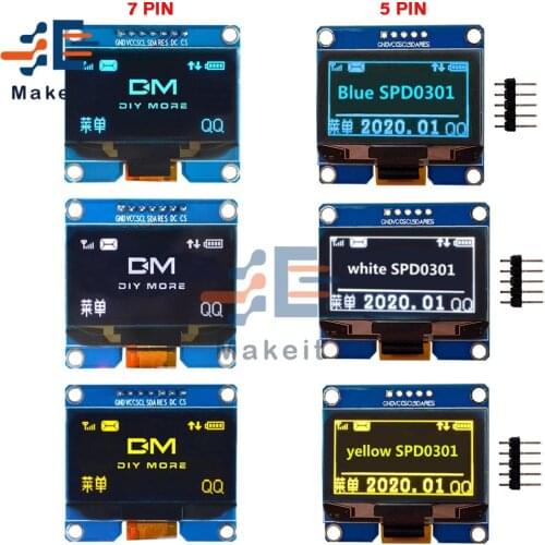 1.54 Inch OLED Module 5 Pin 7 Pin White Blue Yellow SPI IIC I2C Interface SSD1309 SPD0301 Driver 128x64 Display Screen Board