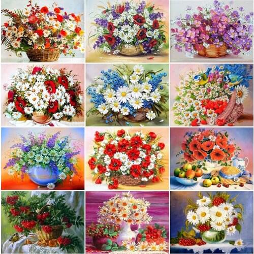 MomoArt 5D DIY Diamond Painting Flower Cross Stitch Diamond Mosaic Daisy Full Square Embroidery Picture Rhinestones Wall Decor