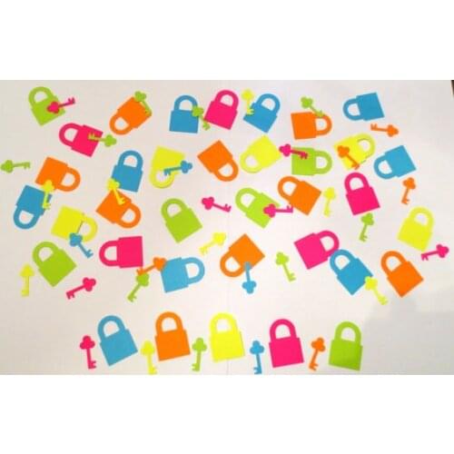 Neon Key and Padlock Confetti wedding birthday bridal baby shower party Table decor scrapbooking favors