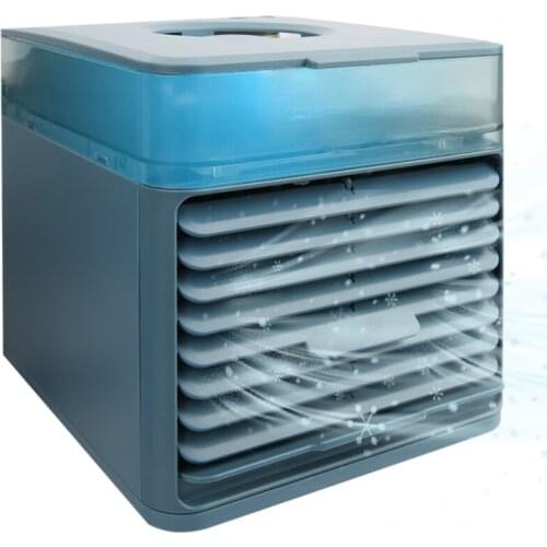 New Small Air Cooler Water for Room Upgrade Air Conditioner for Office Navy Blue Portable Fans with 7 LED Lights for Outdoor