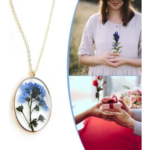 Personalised Pressed Flower Necklace Real Dried Flower Resin Jewelery Gifts For Women SANA889