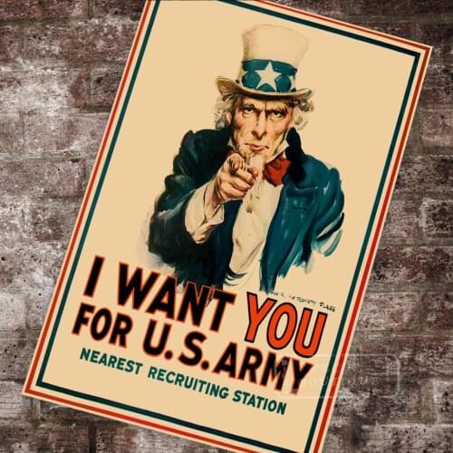 US WW1 WW2 Vintage War Poster I Want You for U.S. Army Classic Canvas Paintings Vintage Wall Posters Stickers Home Decor Gift