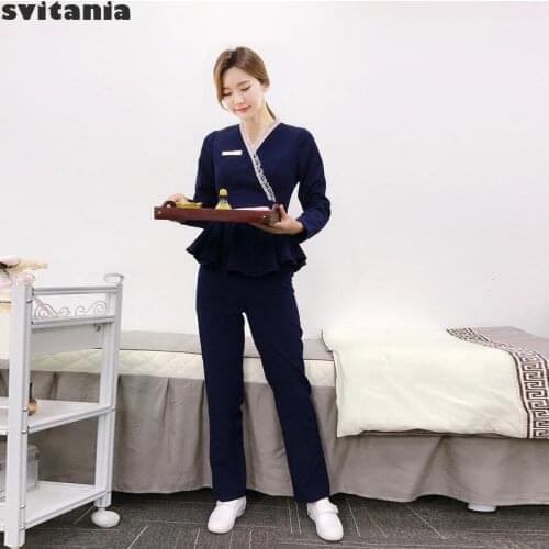 Svitania Cosmetologists Work Clothes Cosmetics Shopping Guide Suit Spa Massage Technicians Clothes 1 set