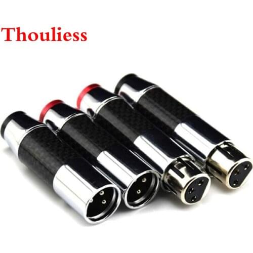 Thouliess 4pcs/lot Audio Carbon Fiber XLR Plug Connector 3Pin Male to Female Black XLR Wire Connector 3PIN XLR Microphone plug