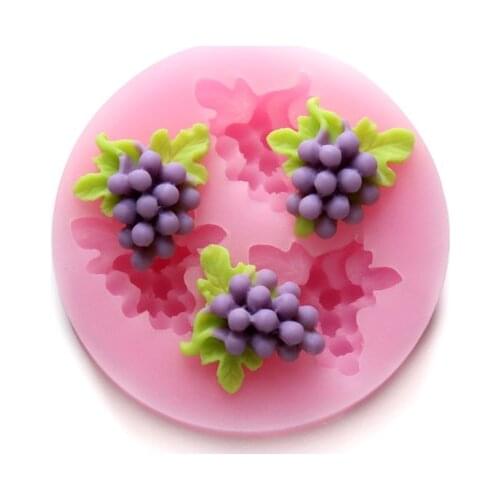 Silicone Mold Three Hole Grape Fondant Mold DIY Baking Tools Lace Sugar Cake Decoration Silica Gel Moulds Silicone Rubber PRZY