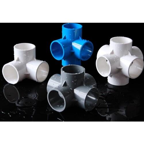 1pcs PVC Solvent Weld Connector 3/4/5/6 Way Water Supply Pipe Fitting 20/25/32/40/50mm Equal Connector Aquarium Pond Garden DIY