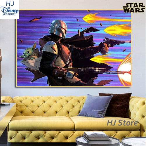 Modern Living Room Decor Canvas Painting Classic Popular Science Fiction TV Series The Mandalorian Poster for Bedroom Decoration