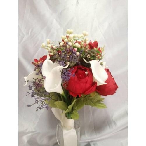 Bridal Silk Flower Bouquet Chocolate Vintage Bride Holding Flowers Artificial Wedding Bouquets Accessories